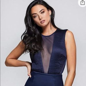 Marciano sexy mesh front navy blue body suit